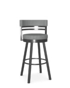 Amisco Ronny Barstool Shown In Storm Metal Finish and LL Houndstooth Fabric - Bar Height